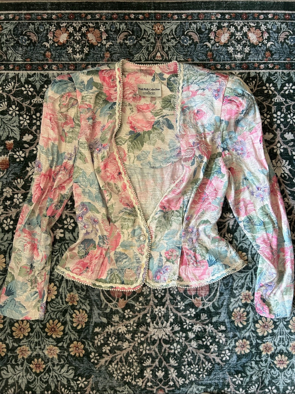Floral Blazer with Shoulder Pads